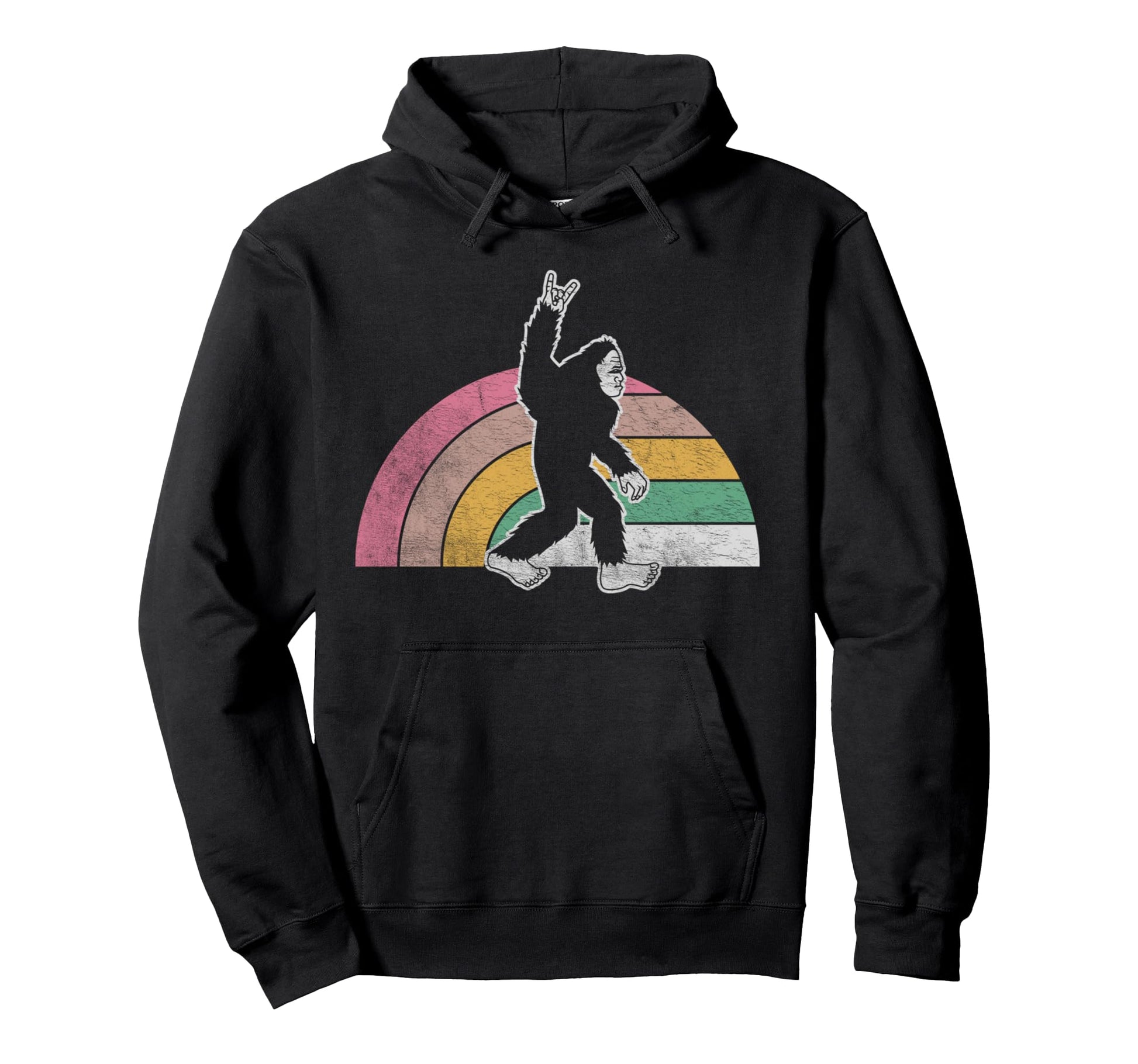 Bigfoot Rock Rainbow Vibe Hoodie - Trendy Graphic Men Women - T-Shirt, Sweatshirt, Hoodie