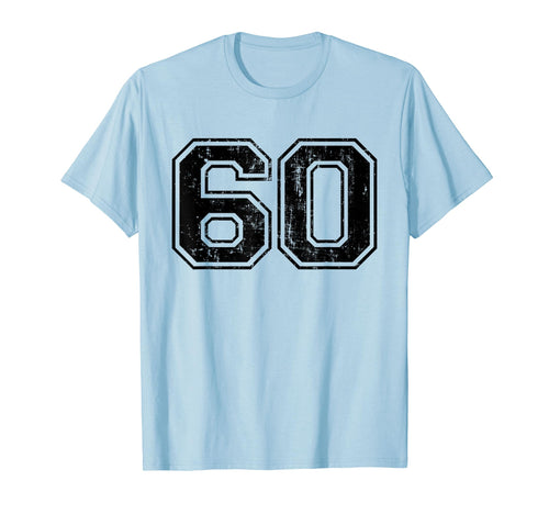 Number 60 Varsity Distressed Sport Team T-Shirt - Graphic Print Men Women - T-Shirt, Sweatshirt, Hoodie