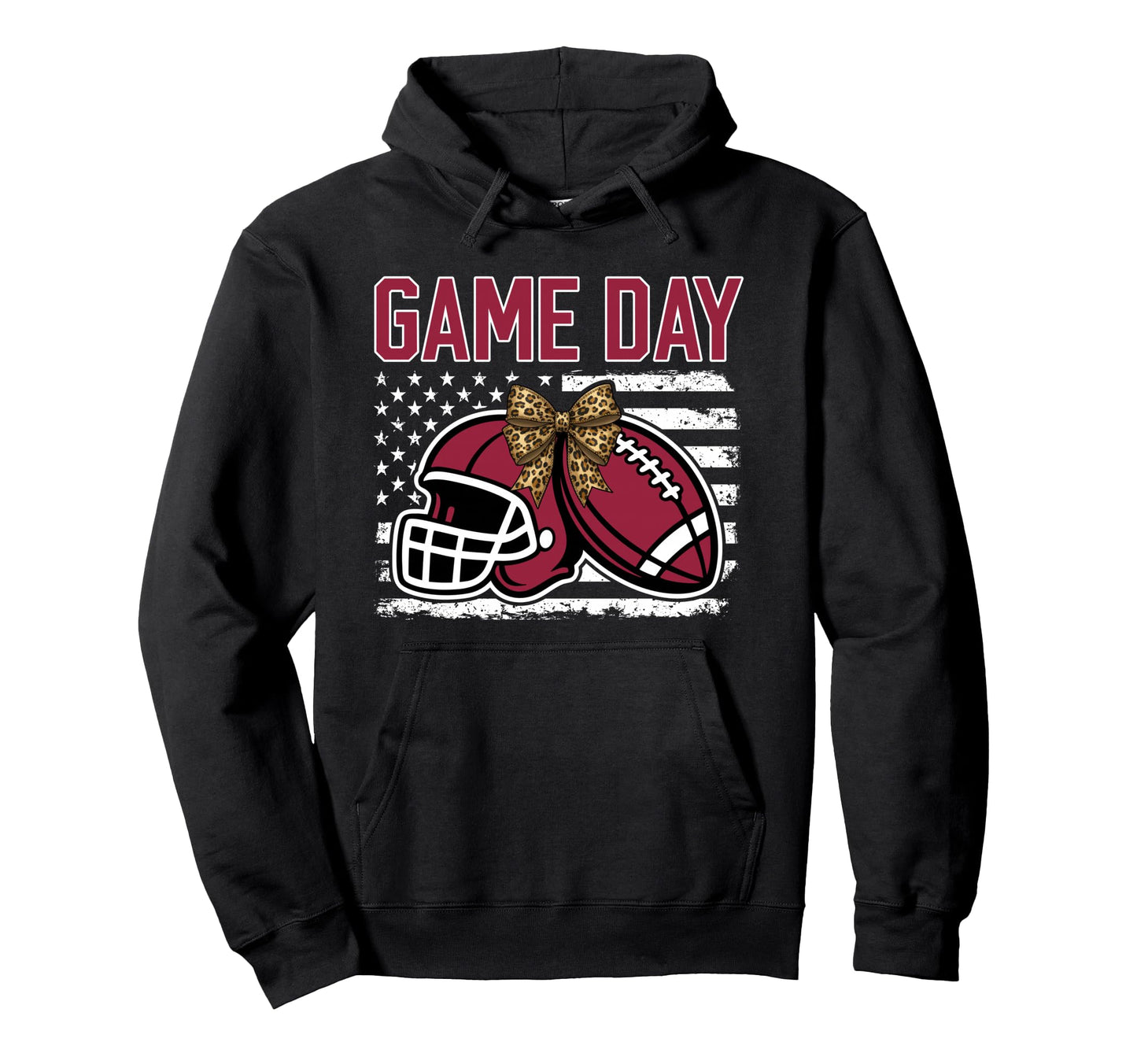 Game Day Football Bow Red Mom Mama Hoodie - Unique Graphic Unisex - T-Shirt, Sweatshirt, Hoodie