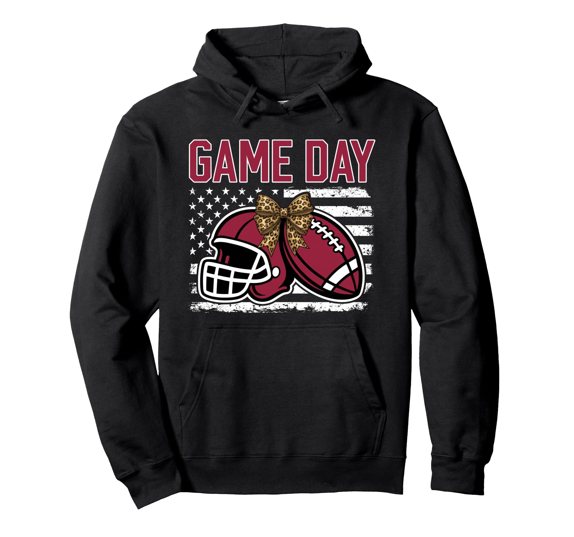 Game Day Football Bow Red Mom Mama Hoodie - Unique Graphic Unisex - T-Shirt, Sweatshirt, Hoodie