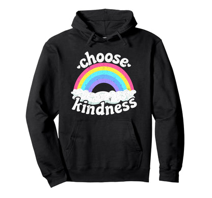 Positive Anti Bullying Rainbow Peace Hoodie - Minimalist Print Men Women - T-Shirt, Sweatshirt, Hoodie