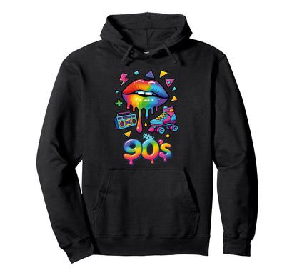 90S Pop Art Rainbow Lips Nostalgia Hoodie - Custom Art Print Unisex - T-Shirt, Sweatshirt, Hoodie