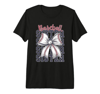 Baseball Sister Coquette Bow Tri T-Shirt - Casual Everyday Wear for Adults - T-Shirt, Sweatshirt, Hoodie
