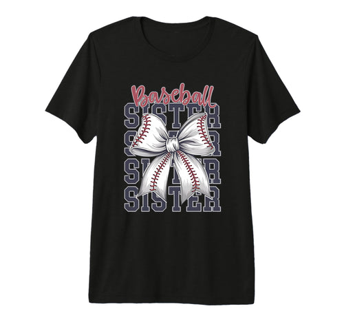 Baseball Sister Coquette Bow Tri T-Shirt - Casual Everyday Wear for Adults - T-Shirt, Sweatshirt, Hoodie
