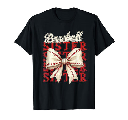 Baseball Sister Coquette Bow Baseball T-Shirt - Aesthetic Graphic Men Women - T-Shirt, Sweatshirt, Hoodie