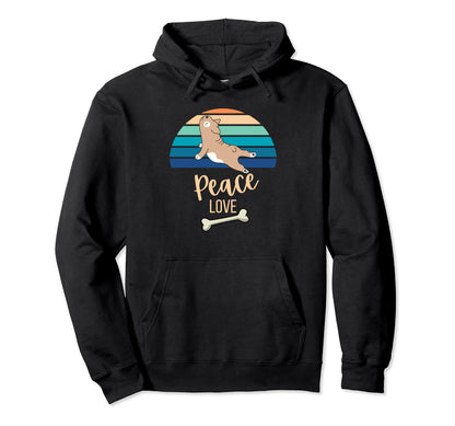 Dog Lover Peace Love Dogs Puppy Hoodie - Aesthetic Graphic Men Women - T-Shirt, Sweatshirt, Hoodie