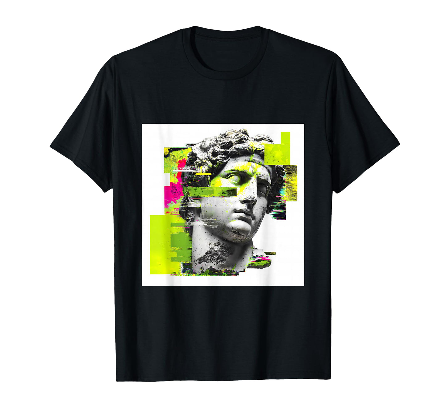 Glitch Art Classical Statue T-Shirt - Minimalist Print for Adults - T-Shirt, Sweatshirt, Hoodie