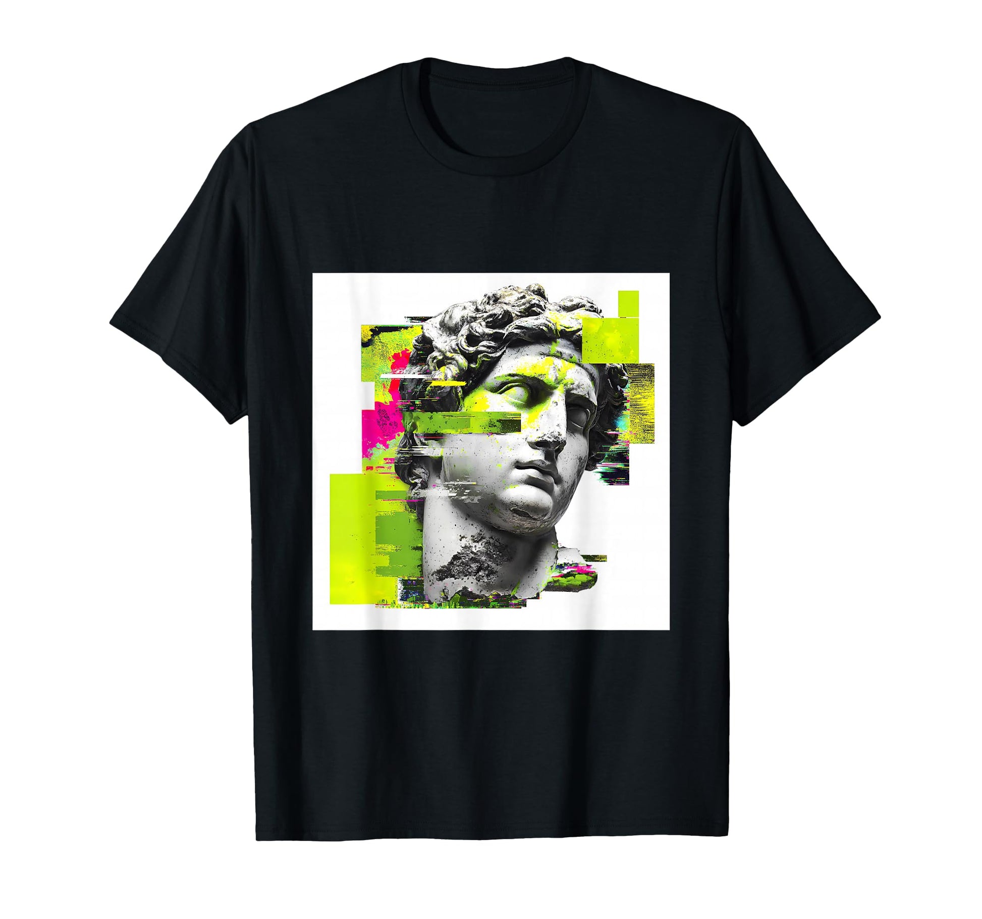 Glitch Art Classical Statue T-Shirt - Minimalist Print for Adults - T-Shirt, Sweatshirt, Hoodie