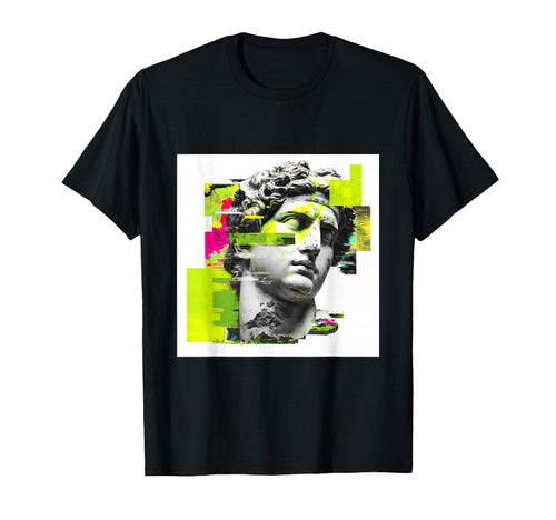 Glitch Art Classical Statue T-Shirt - Minimalist Print for Adults - T-Shirt, Sweatshirt, Hoodie