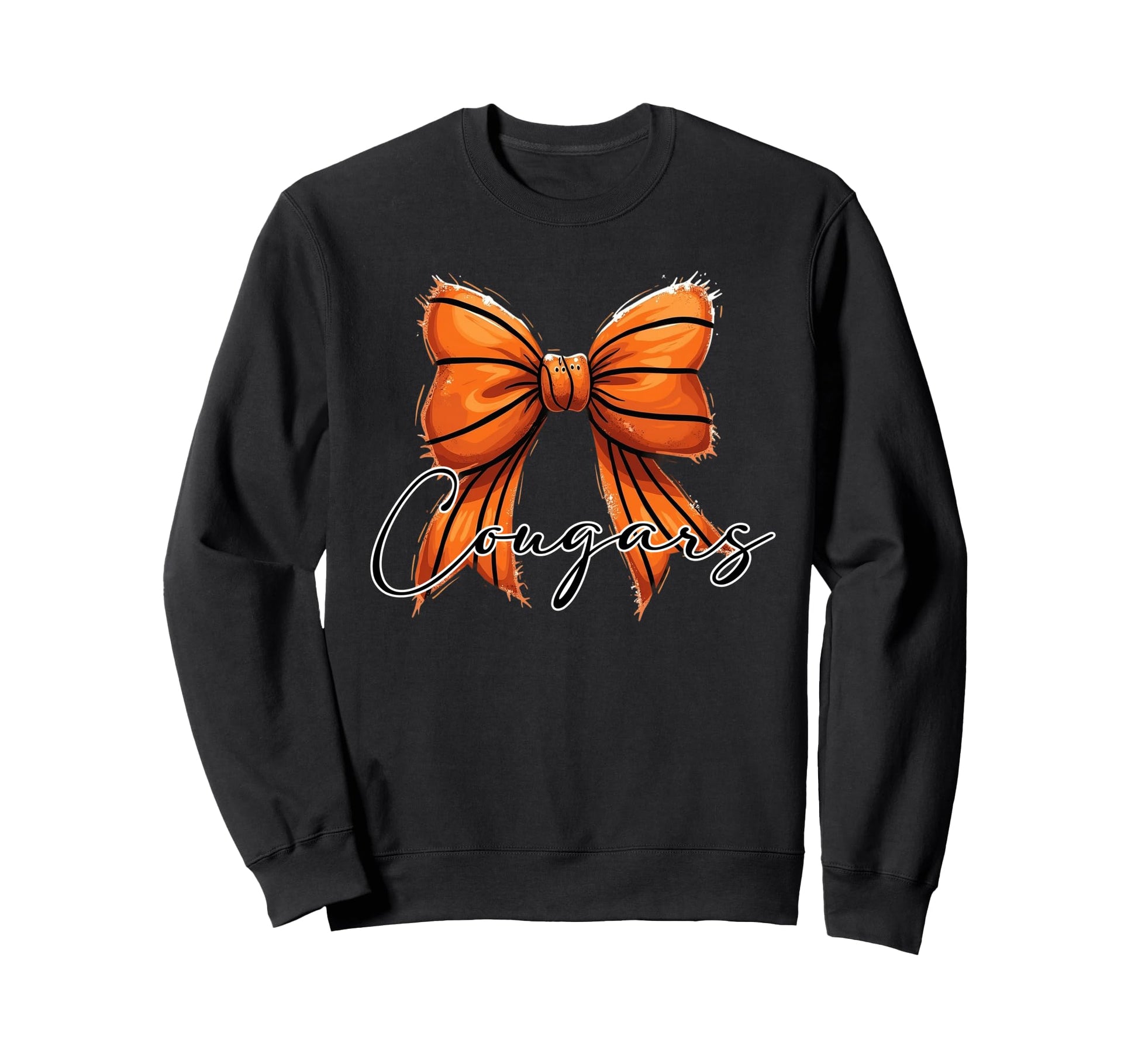 Cougars Basketball Bow Team Mom School Sweatshirt - Novelty Apparel Unisex - T-Shirt, Sweatshirt, Hoodie