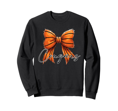 Cougars Basketball Bow Team Mom School Sweatshirt - Novelty Apparel Unisex - T-Shirt, Sweatshirt, Hoodie