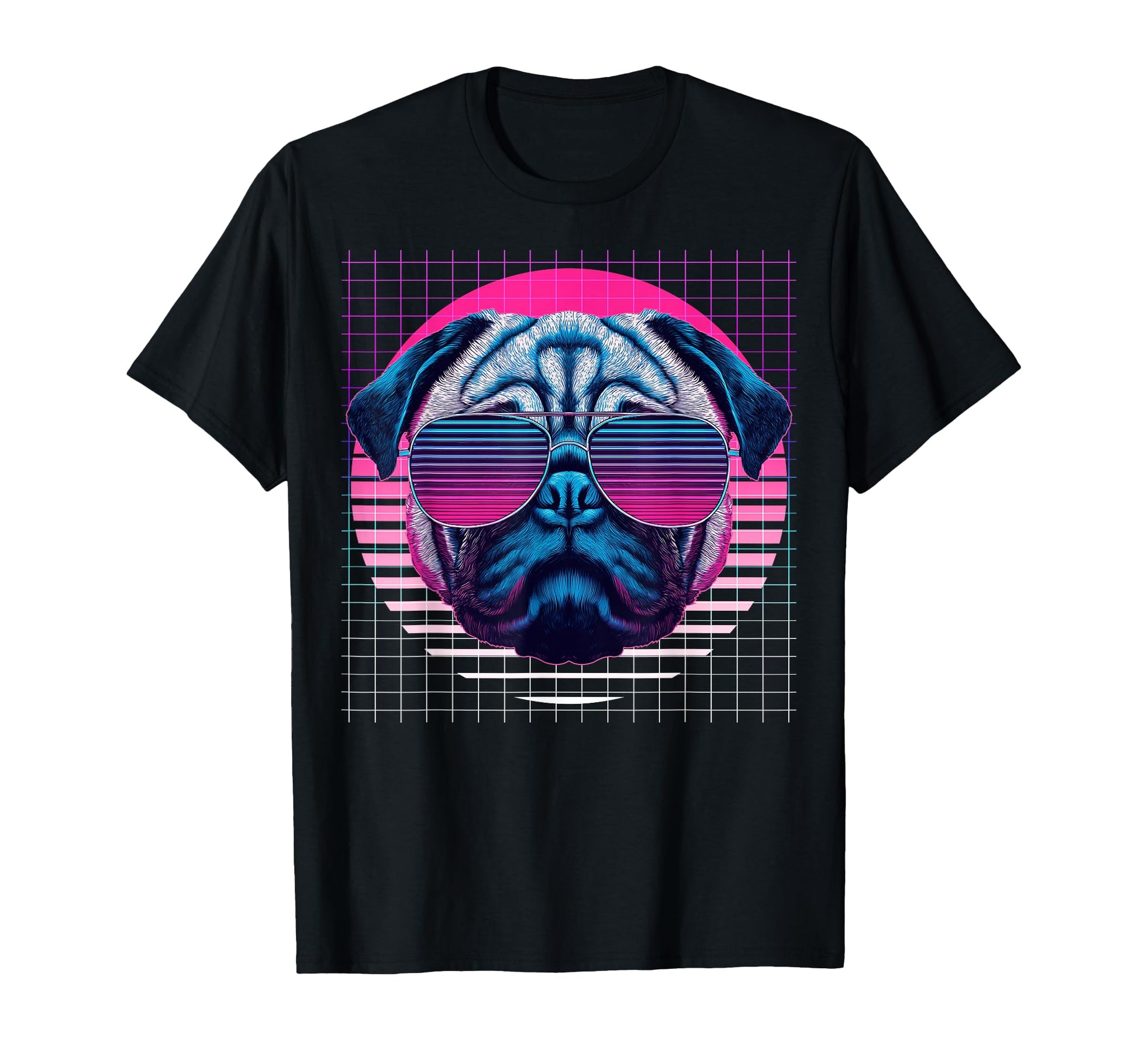 Pug Sunglasses Dog Vaporwave T-Shirt - Aesthetic Graphic for Adults - T-Shirt, Sweatshirt, Hoodie