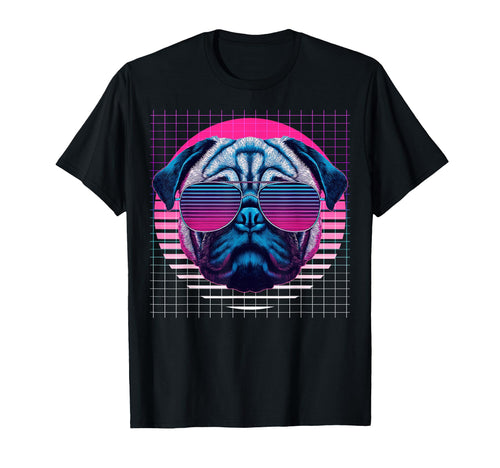 Pug Sunglasses Dog Vaporwave T-Shirt - Aesthetic Graphic for Adults - T-Shirt, Sweatshirt, Hoodie