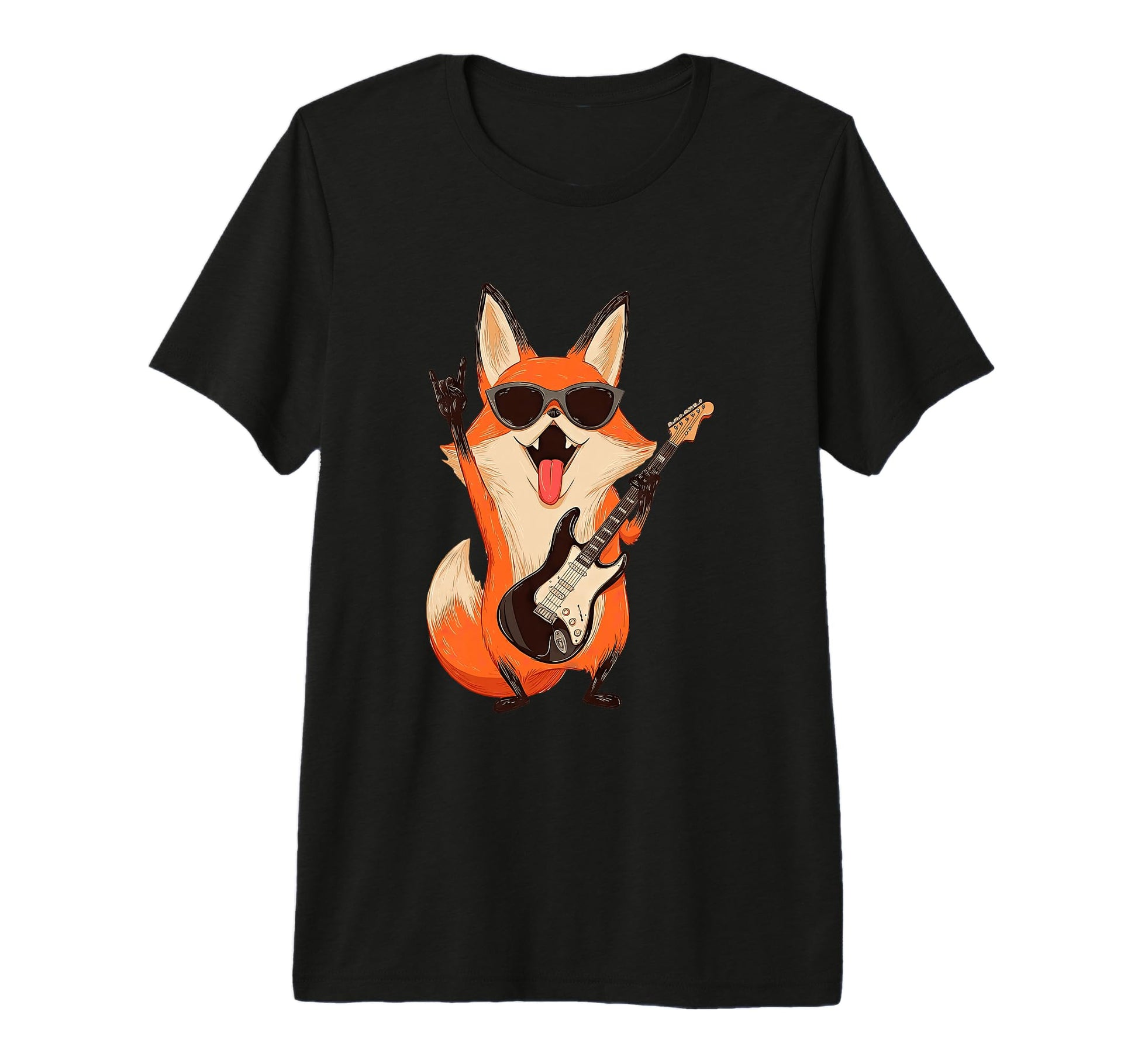 Fox Rock Music Guitar Player Tri T-Shirt - Casual Everyday Wear Men Women - T-Shirt, Sweatshirt, Hoodie