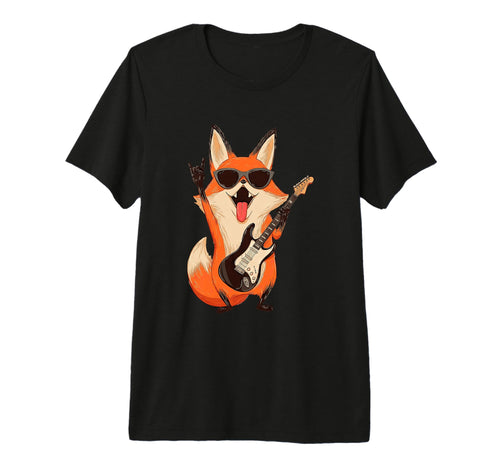 Fox Rock Music Guitar Player Tri T-Shirt - Casual Everyday Wear Men Women - T-Shirt, Sweatshirt, Hoodie