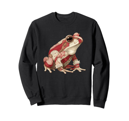 Whimsical Patchwork Frog Sweatshirt - Casual Everyday Wear for Adults - T-Shirt, Sweatshirt, Hoodie