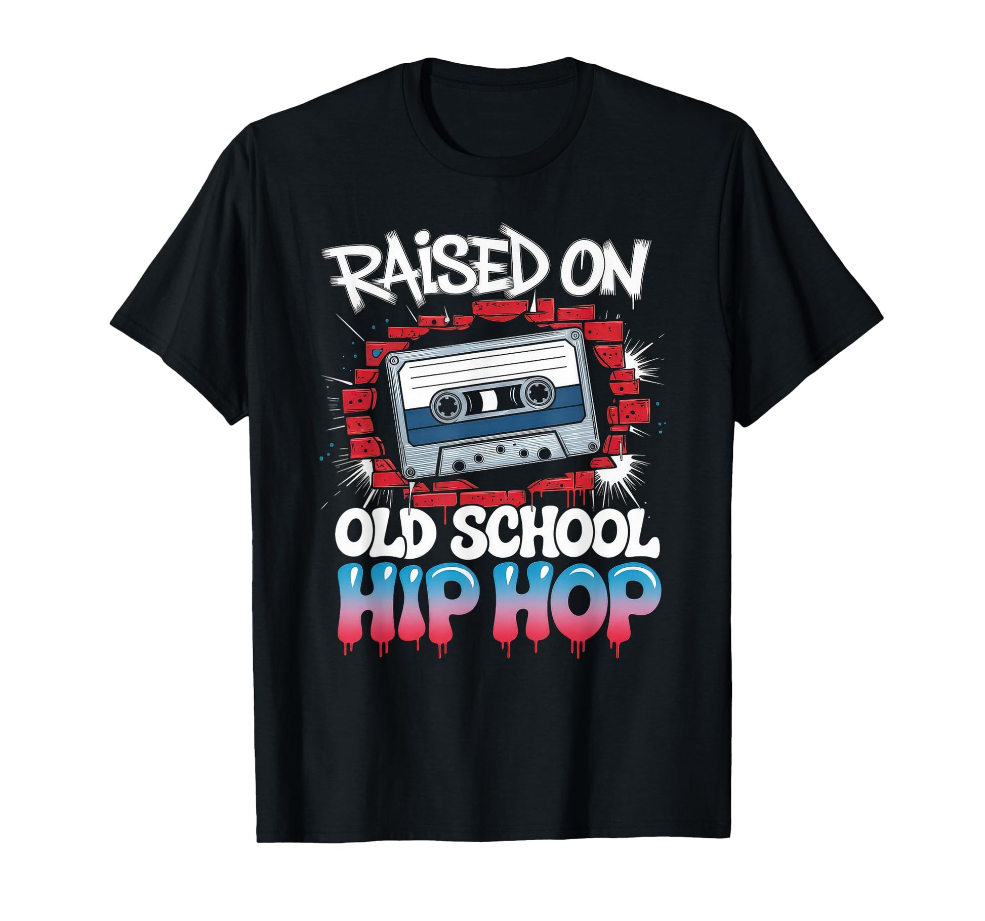 Raised Old School Hip Hop Cassette T-Shirt - Minimalist Print Men Women - T-Shirt, Sweatshirt, Hoodie