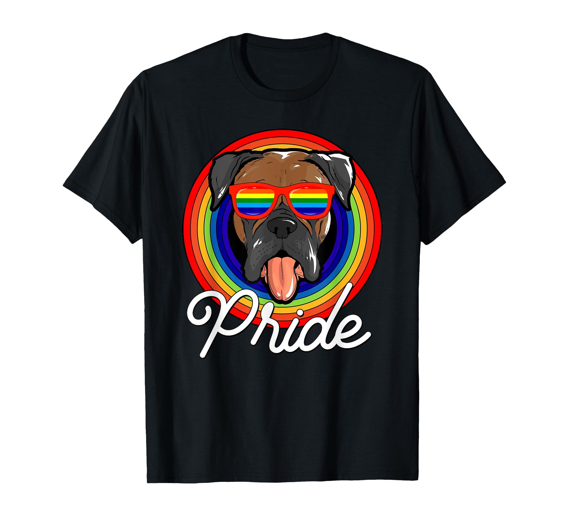 Boxer Lgbt Pride Dog Rainbow Sunglasses T-Shirt - Unique Graphic Men Women - T-Shirt, Sweatshirt, Hoodie
