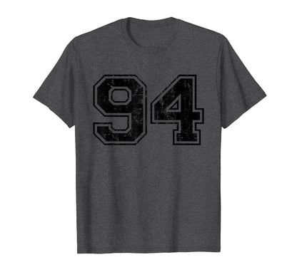 Number 94 Varsity Distressed Sport T-Shirt - Fun Novelty Design Unisex - T-Shirt, Sweatshirt, Hoodie