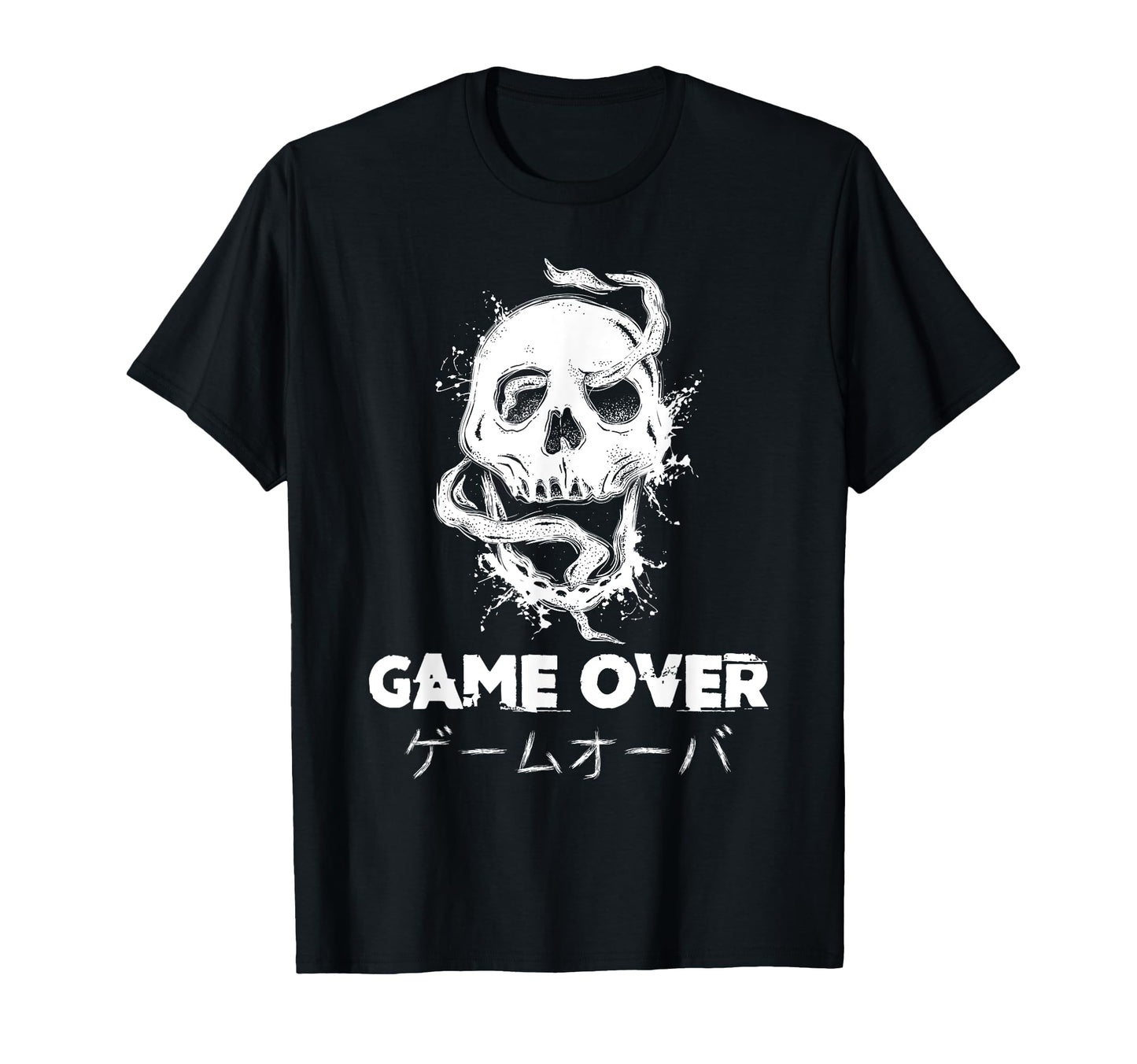 Game Over Skull Japanese Kanji T-Shirt - Fun Novelty Design for Adults - T-Shirt, Sweatshirt, Hoodie