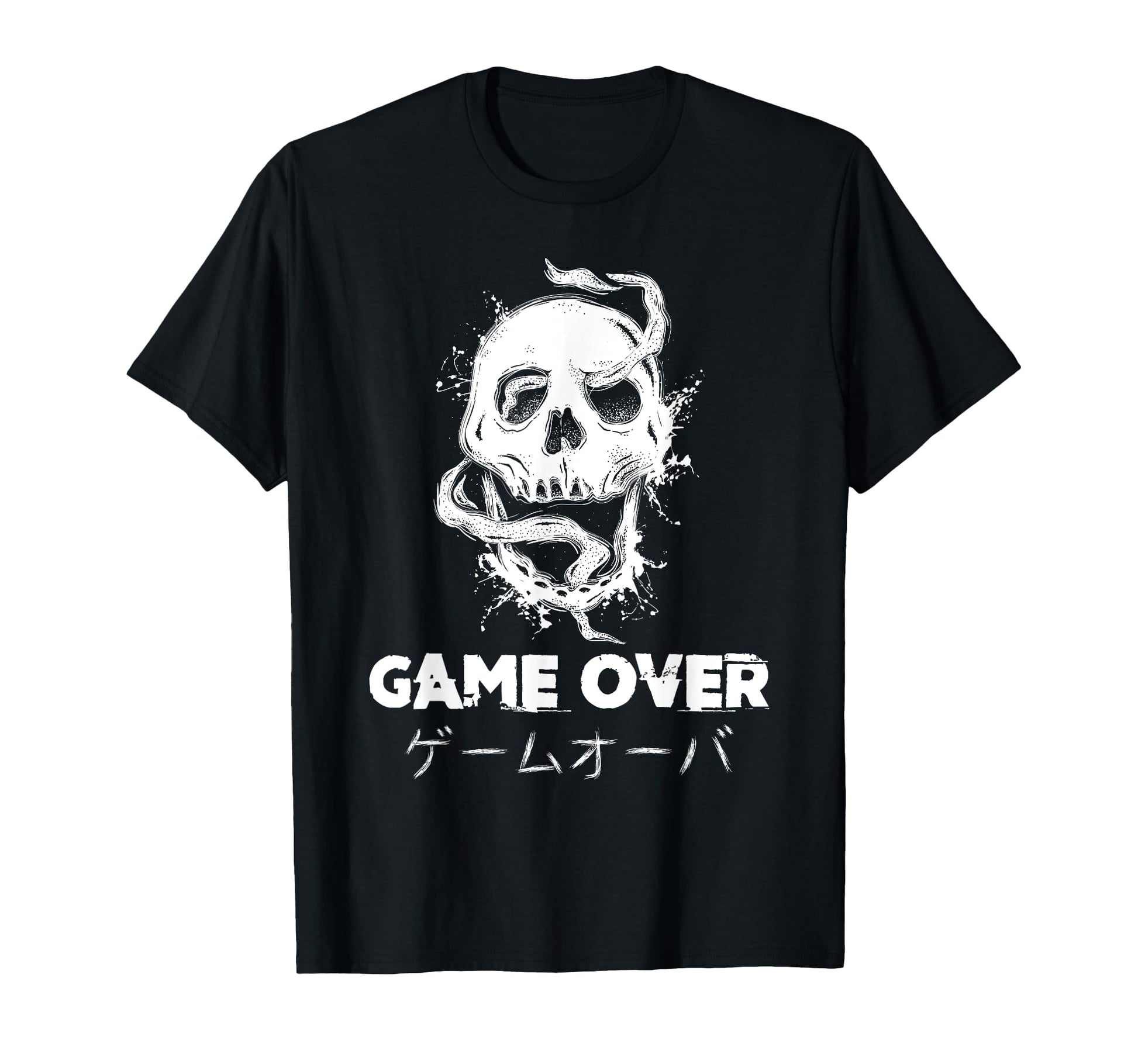 Game Over Skull Japanese Kanji T-Shirt - Fun Novelty Design for Adults - T-Shirt, Sweatshirt, Hoodie