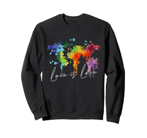 Rainbow World Map Equality Love Sweatshirt - Unique Graphic Men Women - T-Shirt, Sweatshirt, Hoodie