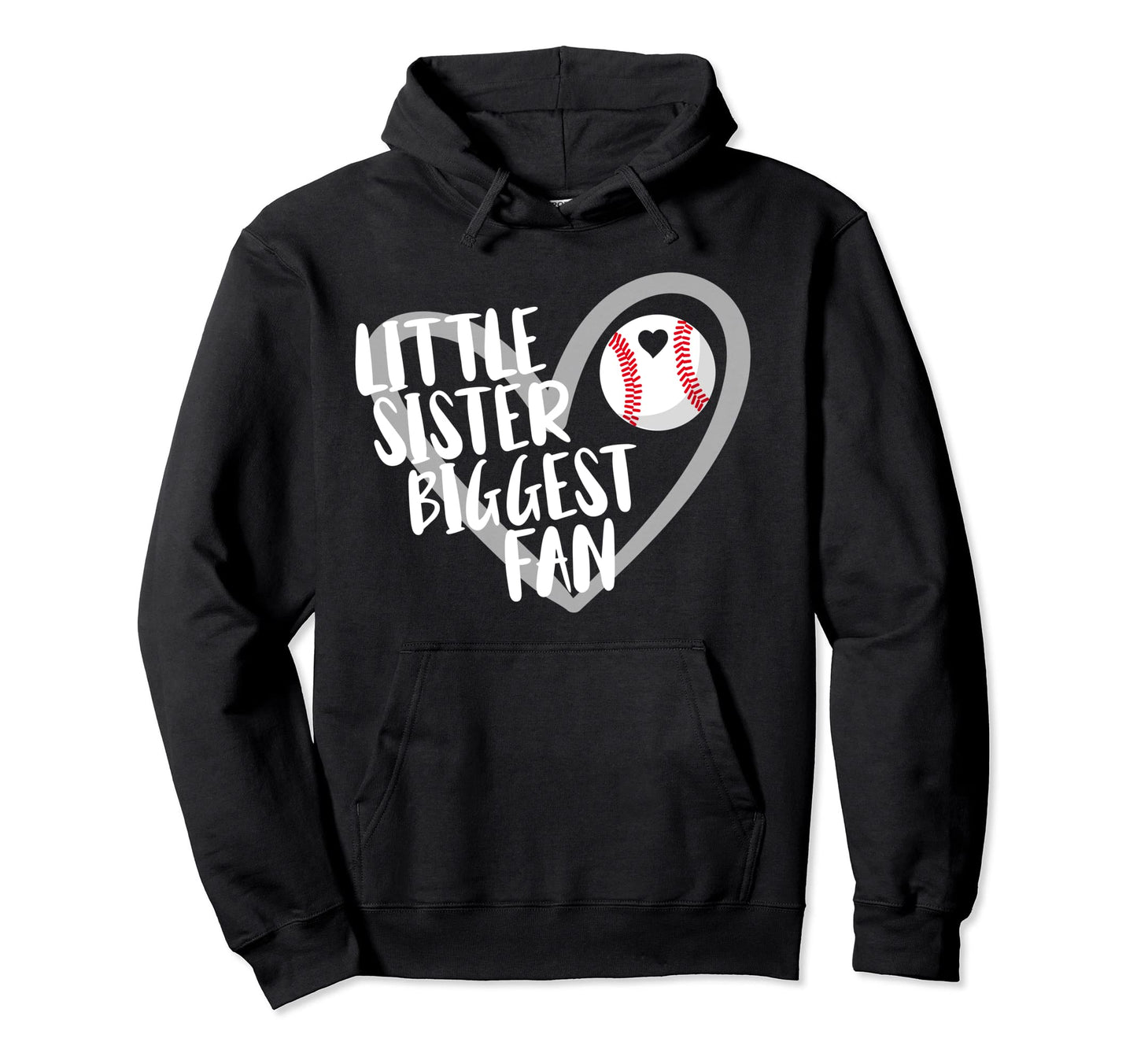 Little Sister Biggest Fan Baseball Sister Hoodie - Aesthetic Graphic Unisex - T-Shirt, Sweatshirt, Hoodie