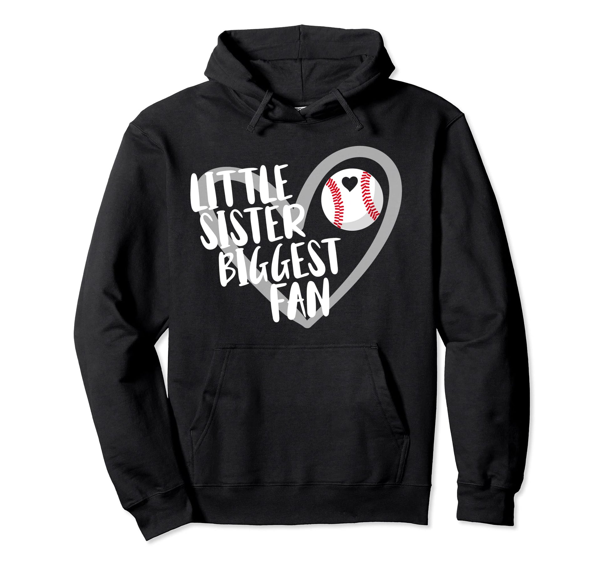 Little Sister Biggest Fan Baseball Sister Hoodie - Aesthetic Graphic Unisex - T-Shirt, Sweatshirt, Hoodie
