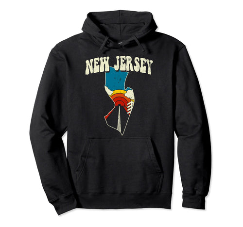 New Jersey State Rainbow Hippie 70S Map Hoodie - Custom Art Print Unisex - T-Shirt, Sweatshirt, Hoodie