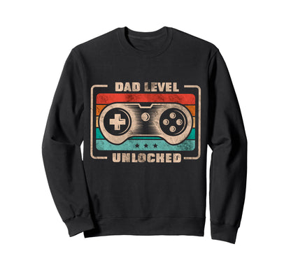 Funny New Dad Dad Level Sweatshirt - Casual Everyday Wear for Adults - T-Shirt, Sweatshirt, Hoodie