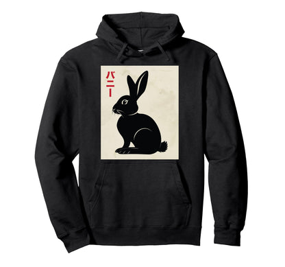 Rabbit Ukiyo E Art Japan Theme Pastel Hoodie - Novelty Apparel for Adults - T-Shirt, Sweatshirt, Hoodie