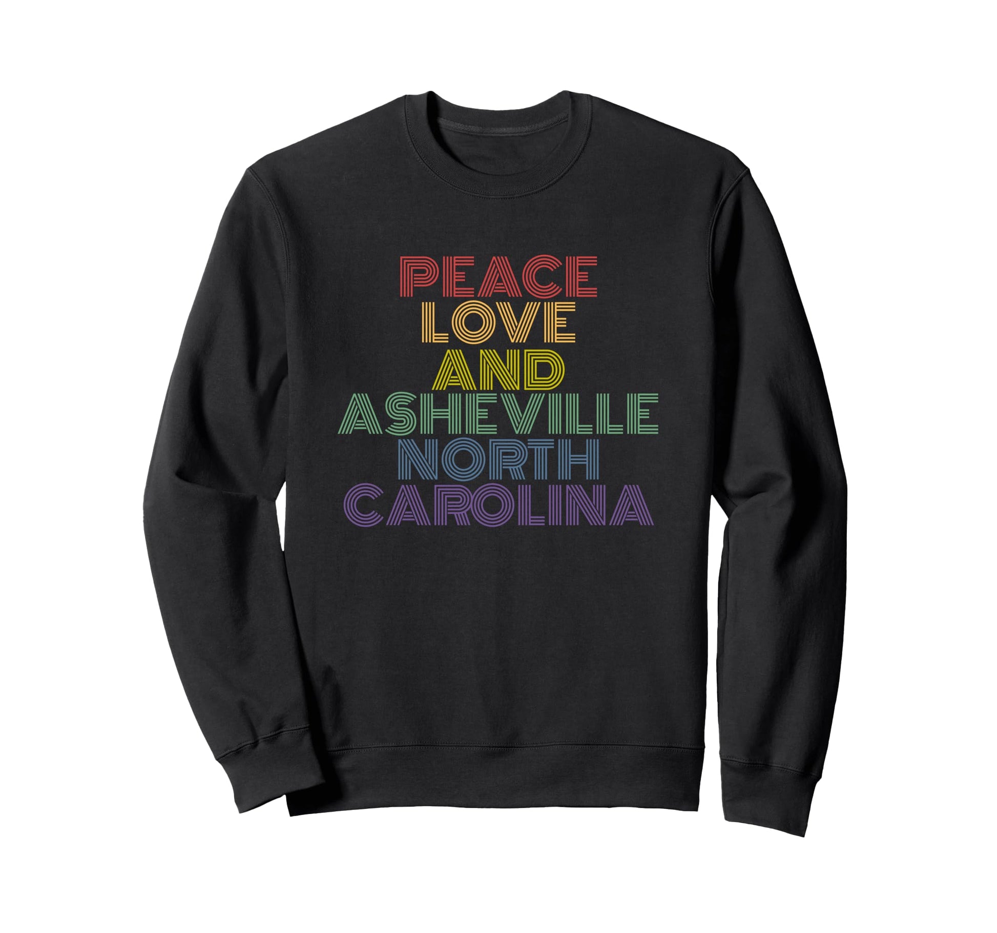 Asheville North Carolina Peace Love Sweatshirt - Trendy Graphic for Adults - T-Shirt, Sweatshirt, Hoodie