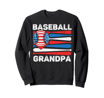 Baseball Grandpa American Flag 4Th Sweatshirt - Novelty Apparel Unisex - T-Shirt, Sweatshirt, Hoodie