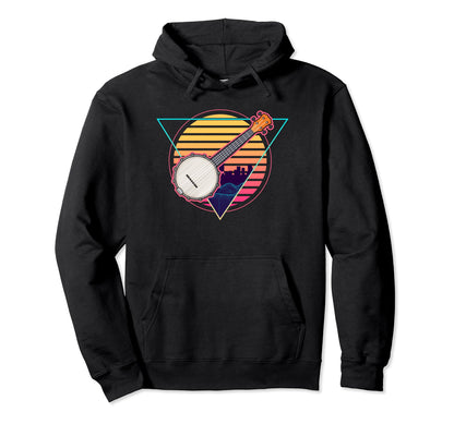 Futuristic Synthwave Vaporwave Banjo Player Hoodie - Trendy Graphic Unisex - T-Shirt, Sweatshirt, Hoodie