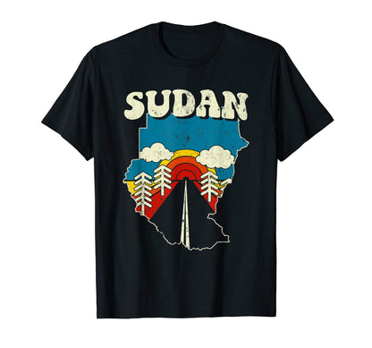 Sudan Sudanese Country Rainbow 70S Map T-Shirt - Aesthetic Graphic Unisex - T-Shirt, Sweatshirt, Hoodie