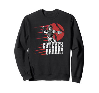Baseball Catcher Granny Baseball Sweatshirt - Trendy Graphic for Adults - T-Shirt, Sweatshirt, Hoodie