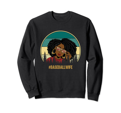 Black Baseball Wife Baseball Wife Lover Sweatshirt - Graphic Print Unisex - T-Shirt, Sweatshirt, Hoodie
