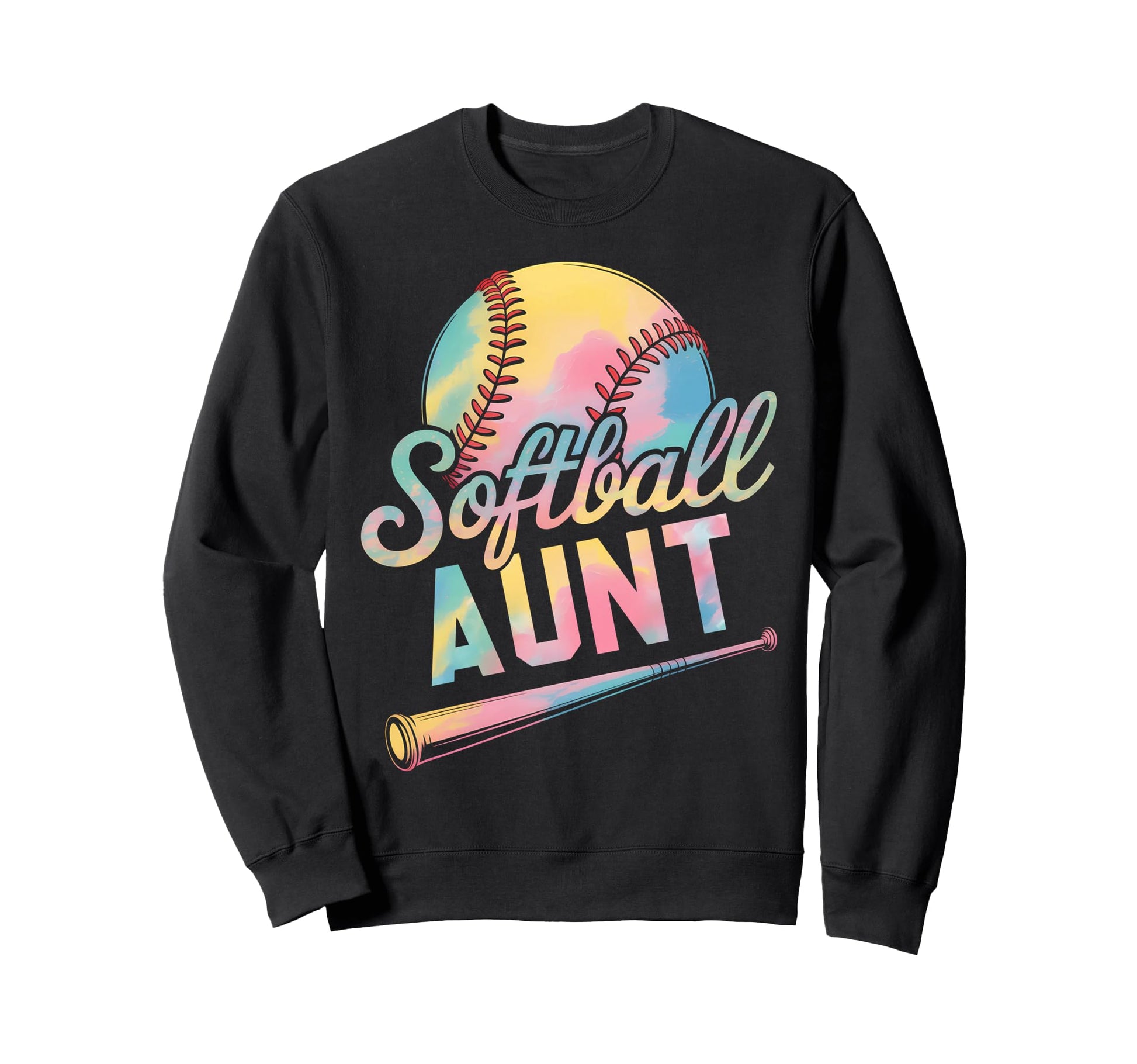Softball Aunt Tie Dye Mothers Day Sweatshirt - Graphic Print for Adults - T-Shirt, Sweatshirt, Hoodie