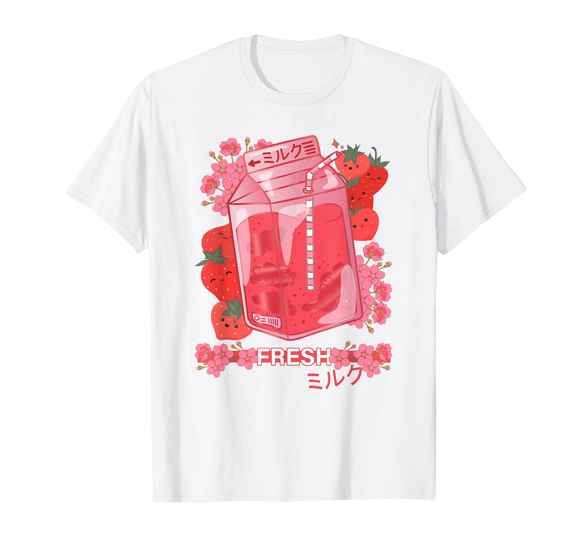 Japanese Otaku Kawaii 90S Strawberry Milk T-Shirt - Graphic Print Unisex - T-Shirt, Sweatshirt, Hoodie