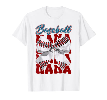 Baseball Nana Bow Baseball Mom Mothers T-Shirt - Unique Graphic for Adults - T-Shirt, Sweatshirt, Hoodie
