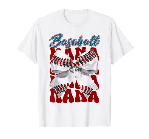 Baseball Nana Bow Baseball Mom Mothers T-Shirt - Unique Graphic for Adults - T-Shirt, Sweatshirt, Hoodie