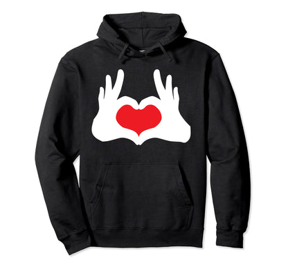 Heart Shape Love Two Hands Adorable Hoodie - Fun Novelty Design Men Women - T-Shirt, Sweatshirt, Hoodie