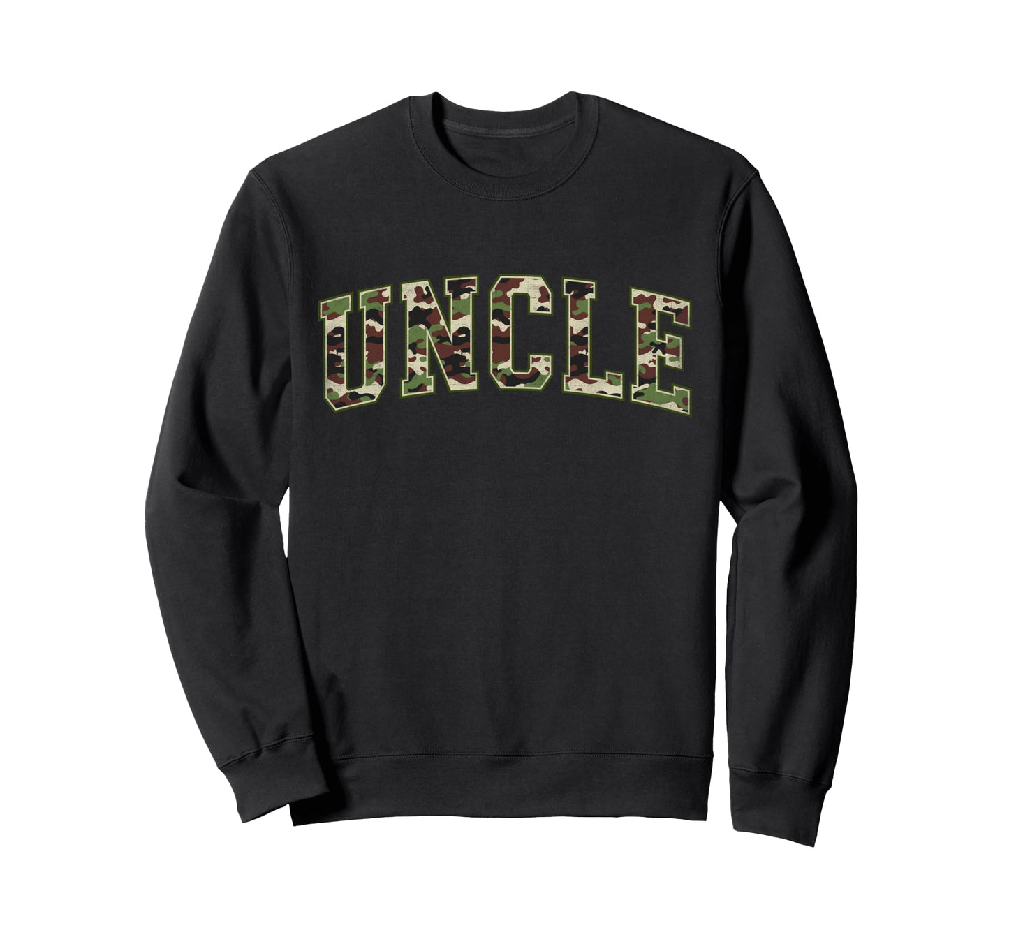Camo Uncle Camourflage Varsity Text Sweatshirt - Streetwear Style Unisex - T-Shirt, Sweatshirt, Hoodie