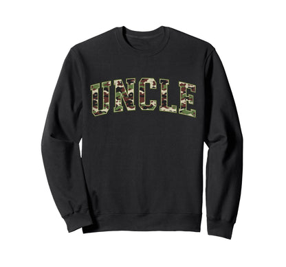 Camo Uncle Camourflage Varsity Text Sweatshirt - Streetwear Style Unisex - T-Shirt, Sweatshirt, Hoodie