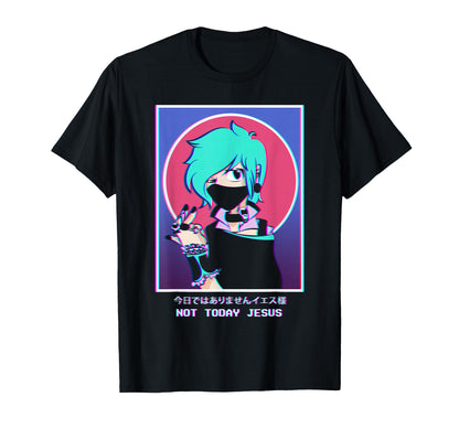 Not Today Jesus Pastel Goth Anime T-Shirt - Minimalist Print for Adults - T-Shirt, Sweatshirt, Hoodie