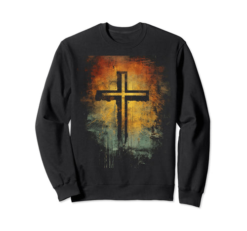 Cross Distressed 90S Goth Grunge Sweatshirt - Minimalist Print for Adults - T-Shirt, Sweatshirt, Hoodie