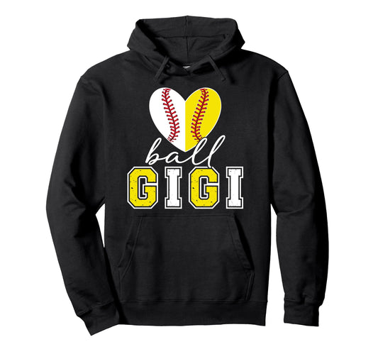 Ball Gigi Heart Softball Baseball Gigi Hoodie - Novelty Apparel Men Women - T-Shirt, Sweatshirt, Hoodie