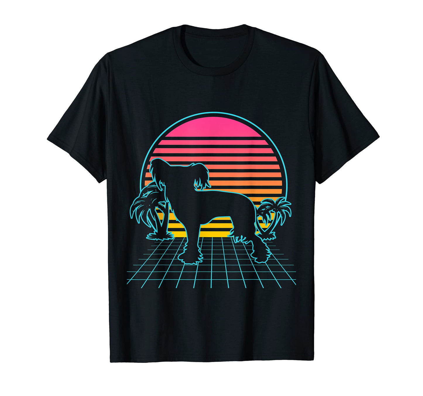 Chinese Crested Dog 80S Vaporwave T-Shirt - Novelty Apparel for Adults - T-Shirt, Sweatshirt, Hoodie