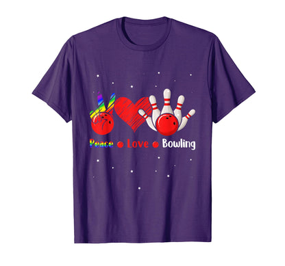 Peace Love Bowling Womens Bowling T-Shirt - Novelty Apparel Men Women - T-Shirt, Sweatshirt, Hoodie
