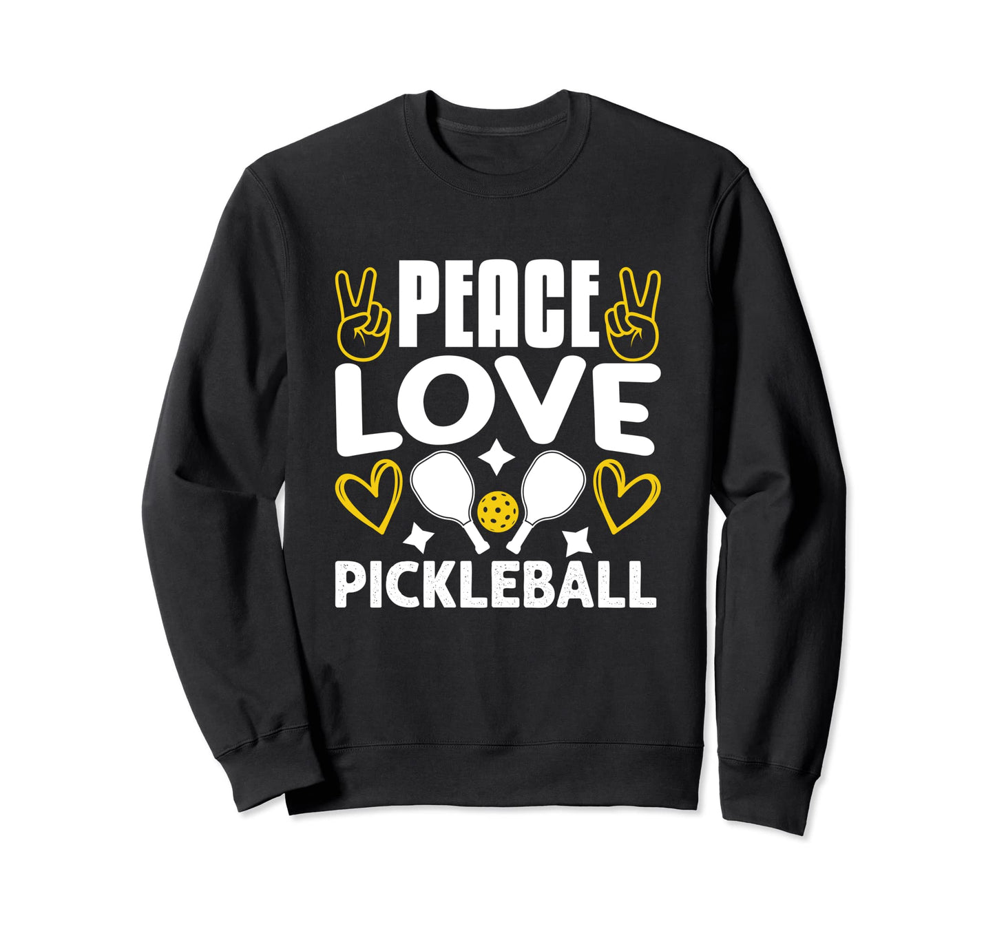 Peace Love Pickleball Sweatshirt - Custom Art Print for Adults - T-Shirt, Sweatshirt, Hoodie